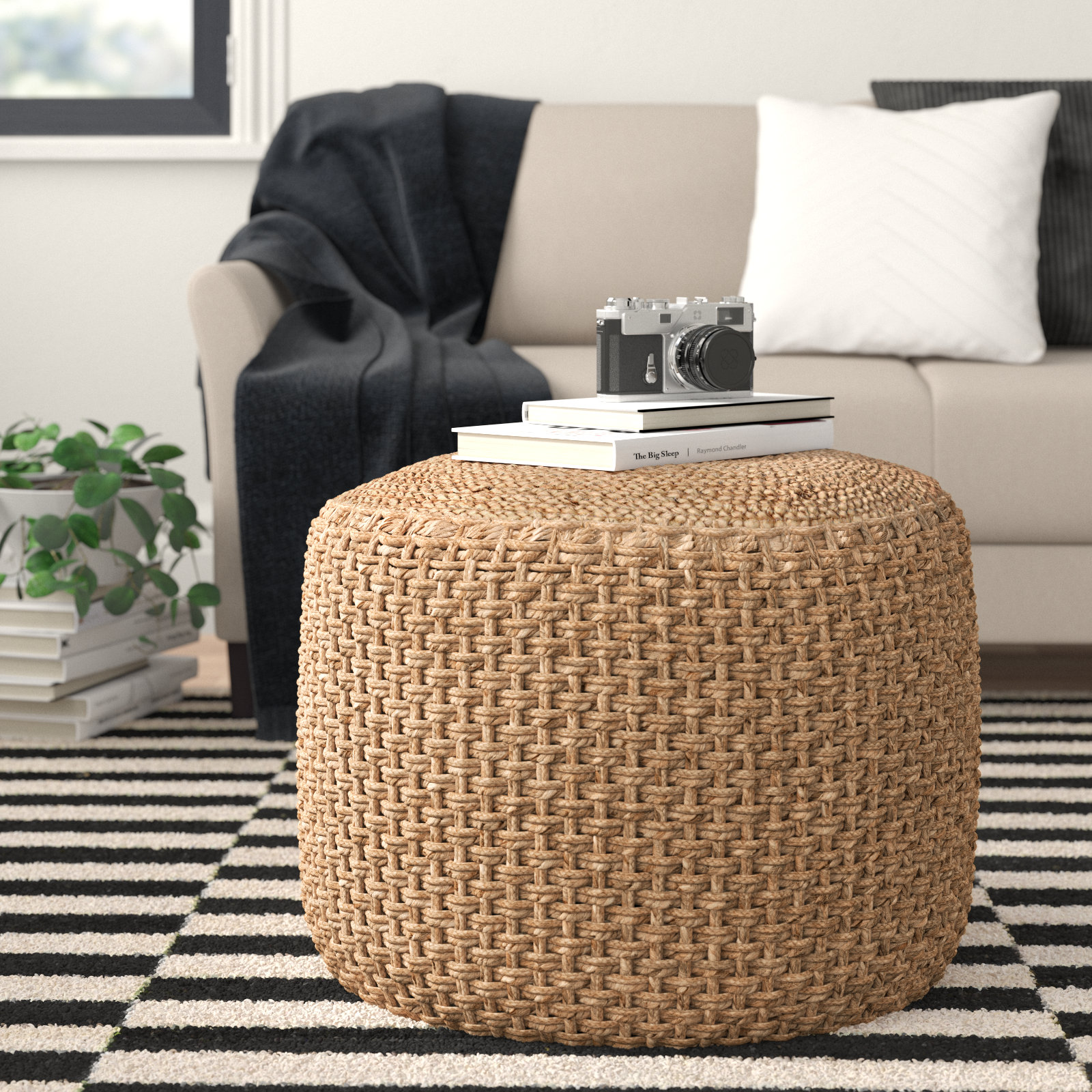 Sand & Stable™ O'Hara 24'' Wide Round Geometric Pouf Ottoman